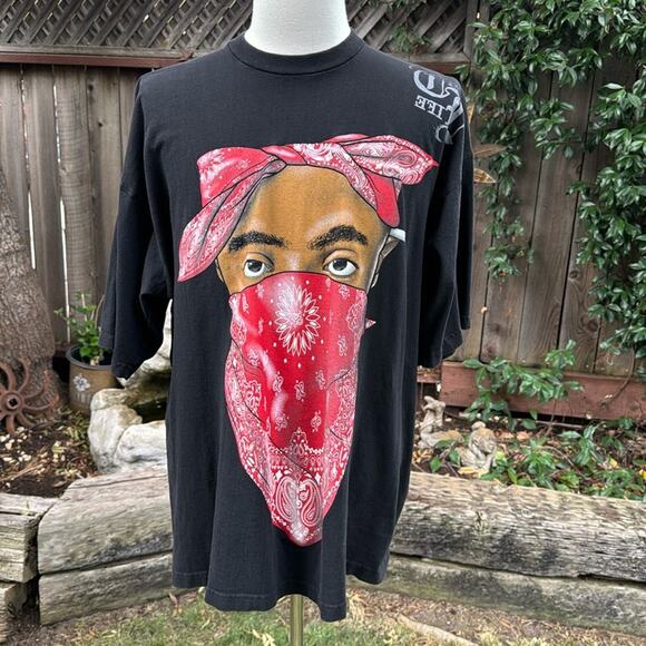 Vintage Tupac Da Grind James C Bandana Thug Life Rap Tee T Shirt Men's 2XL - Picture 1 of 12